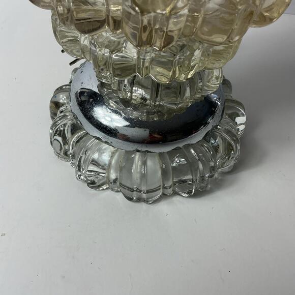 vintage ribbed crystal Beehive table lamp  12” Tested No Shade MCM - Picture 3 of 7